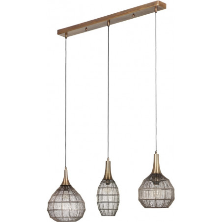 Lampa wisząca orientalna potrójna na listwie Soraya III 86cm patyna Trio