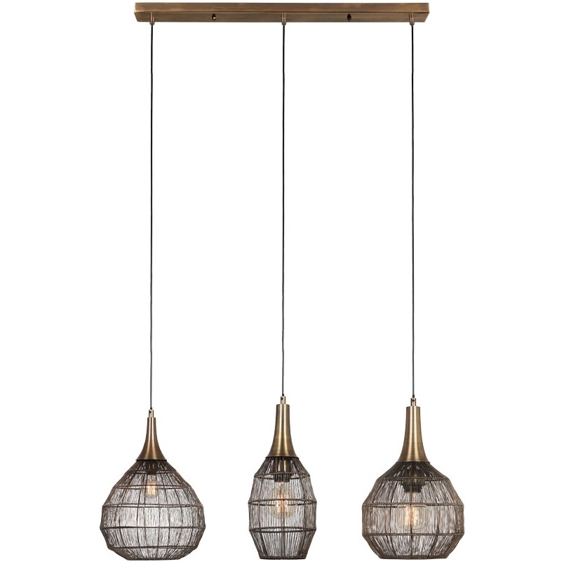 Lampa wisząca orientalna potrójna na listwie Soraya III 86cm patyna Trio