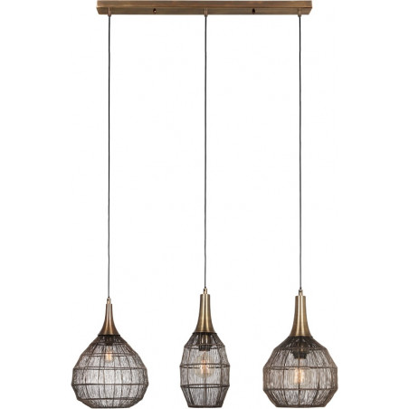 Lampa wisząca orientalna potrójna na listwie Soraya III 86cm patyna Trio