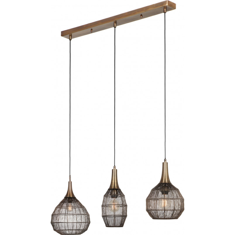 Lampa wisząca orientalna potrójna na listwie Soraya III 86cm patyna Trio