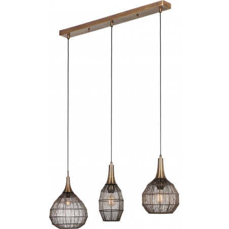 Lampa wisząca orientalna potrójna na listwie Soraya III 86cm patyna Trio