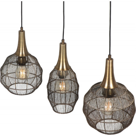 Lampa wisząca orientalna potrójna na listwie Soraya III 86cm patyna Trio
