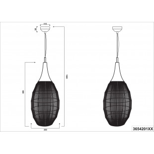 Lampa wisząca orientalna Soraya Slim 26cm czarna Trio