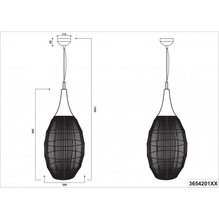Lampa wisząca orientalna Soraya Slim 26cm czarna Trio