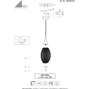 Lampa wisząca orientalna Soraya Slim 26cm czarna Trio