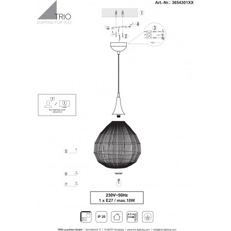 Lampa wisząca orientalna Soraya 26cm patyna Trio