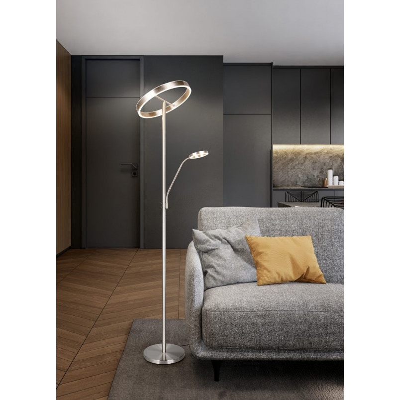 Lampa podłogowa z lampką do czytania i regulacją światła Willis LED 180cm nikiel Trio