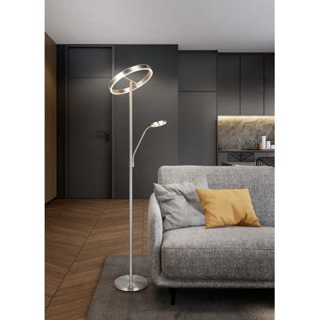 Lampa podłogowa z lampką do czytania i regulacją światła Willis LED 180cm nikiel Trio