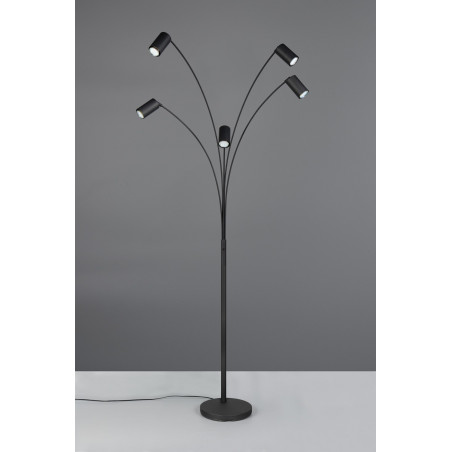 Lampa podłogowa 5 punktowa regulowana Marley 200cm czarna Trio