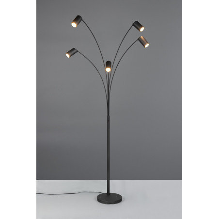 Lampa podłogowa 5 punktowa regulowana Marley 200cm czarna Trio