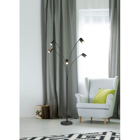 Lampa podłogowa 5 punktowa regulowana Marley 200cm czarna Trio