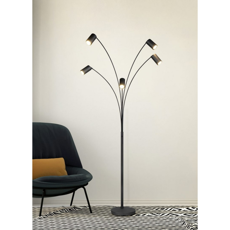 Lampa podłogowa 5 punktowa regulowana Marley 200cm czarna Trio