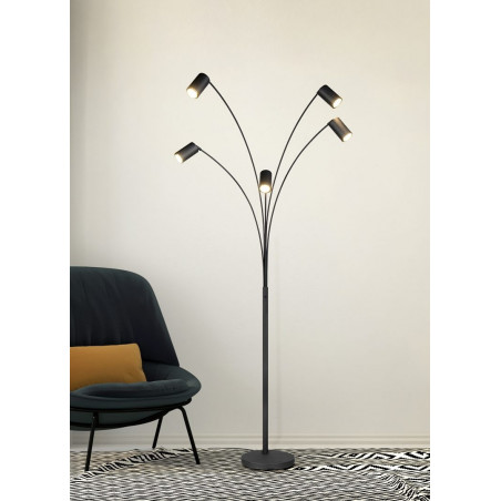 Lampa podłogowa 5 punktowa regulowana Marley 200cm czarna Trio