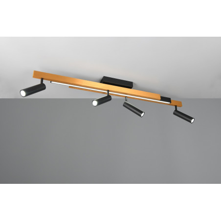 Reflektor sufitowy nowoczesny z pilotem Zeno LED IV 133cm złoty / czarny Trio