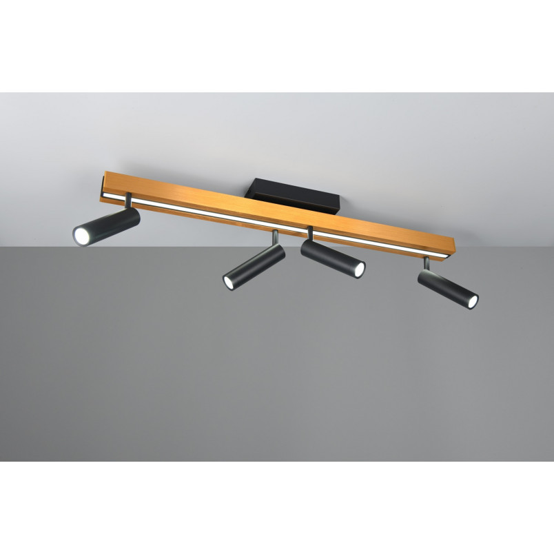 Reflektor sufitowy nowoczesny z pilotem Zeno LED IV 133cm złoty / czarny Trio