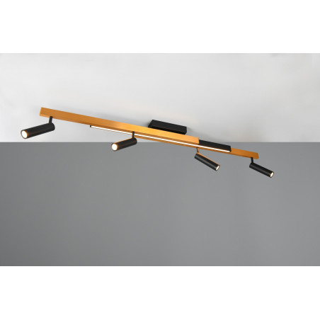 Reflektor sufitowy nowoczesny z pilotem Zeno LED IV 133cm złoty / czarny Trio