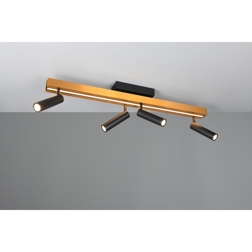 Reflektor sufitowy nowoczesny z pilotem Zeno LED IV 133cm złoty / czarny Trio