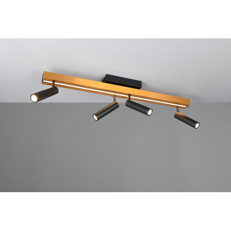 Reflektor sufitowy nowoczesny z pilotem Zeno LED IV 133cm złoty / czarny Trio