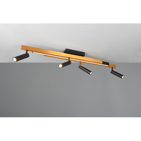 Reflektor sufitowy nowoczesny z pilotem Zeno LED IV 133cm złoty / czarny Trio
