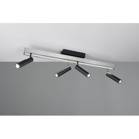 Reflektor sufitowy nowoczesny z pilotem Zeno LED IV 133cm aluminium szczotkowane / czarny Trio