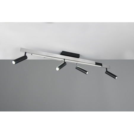 Reflektor sufitowy nowoczesny z pilotem Zeno LED IV 133cm aluminium szczotkowane / czarny Trio