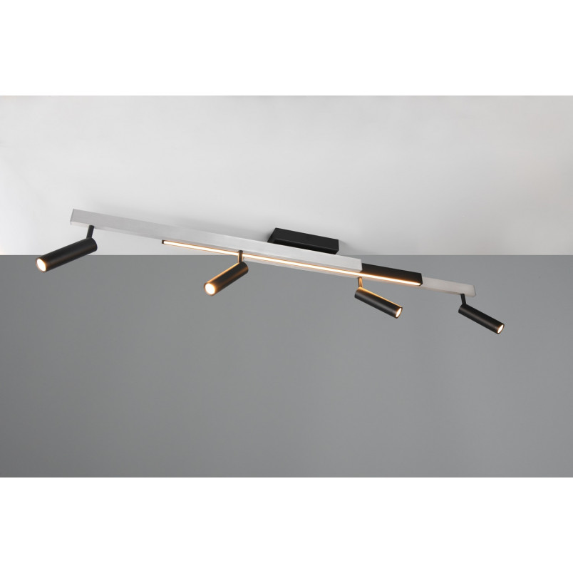 Reflektor sufitowy nowoczesny z pilotem Zeno LED IV 133cm aluminium szczotkowane / czarny Trio