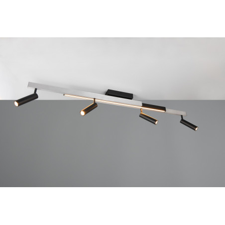 Reflektor sufitowy nowoczesny z pilotem Zeno LED IV 133cm aluminium szczotkowane / czarny Trio
