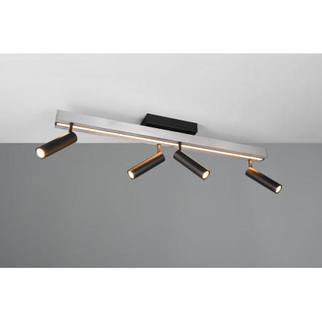 Reflektor sufitowy nowoczesny z pilotem Zeno LED IV 133cm aluminium szczotkowane / czarny Trio