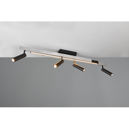 Reflektor sufitowy nowoczesny z pilotem Zeno LED IV 133cm aluminium szczotkowane / czarny Trio