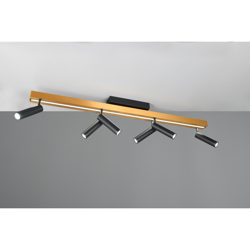 Reflektor sufitowy nowoczesny z pilotem Zeno LED VI 180cm złoty / czarny Trio