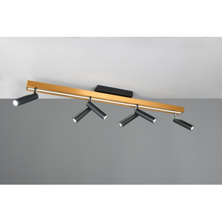 Reflektor sufitowy nowoczesny z pilotem Zeno LED VI 180cm złoty / czarny Trio