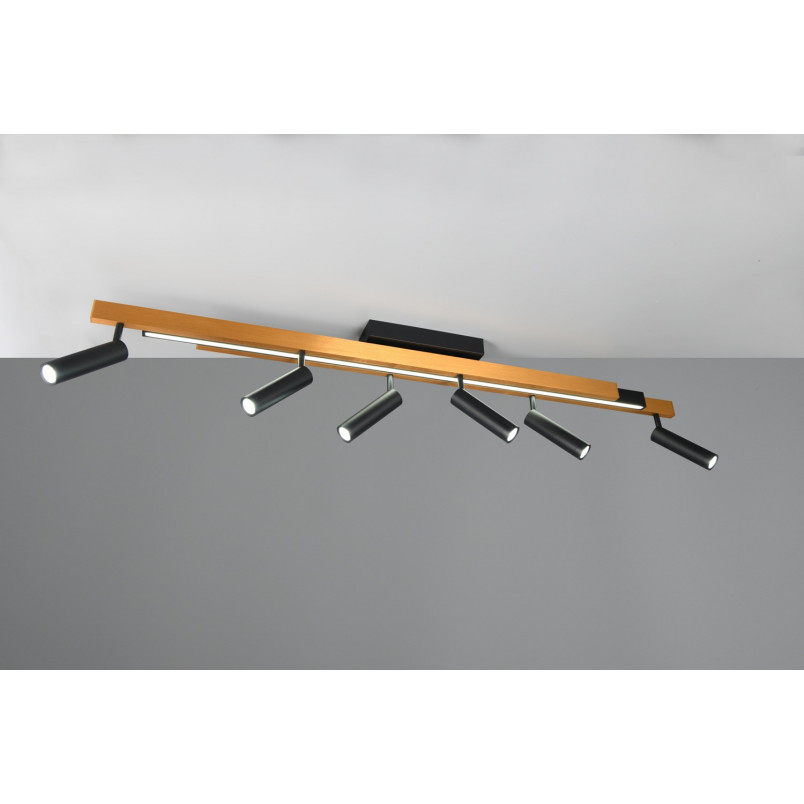 Reflektor sufitowy nowoczesny z pilotem Zeno LED VI 180cm złoty / czarny Trio
