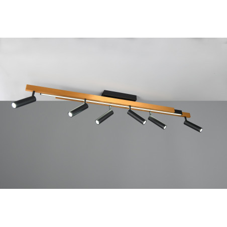 Reflektor sufitowy nowoczesny z pilotem Zeno LED VI 180cm złoty / czarny Trio