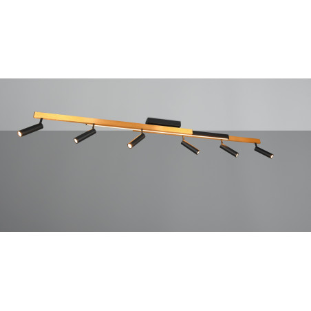 Reflektor sufitowy nowoczesny z pilotem Zeno LED VI 180cm złoty / czarny Trio