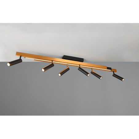 Reflektor sufitowy nowoczesny z pilotem Zeno LED VI 180cm złoty / czarny Trio