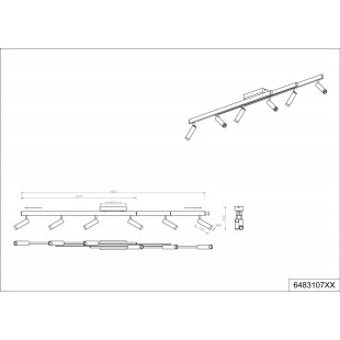 Reflektor sufitowy nowoczesny z pilotem Zeno LED VI 180cm złoty / czarny Trio