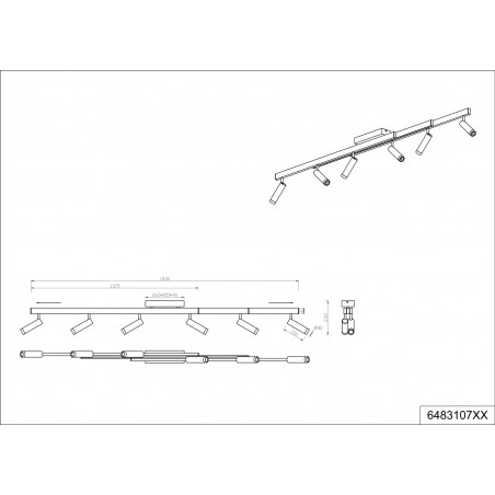 Reflektor sufitowy nowoczesny z pilotem Zeno LED VI 180cm złoty / czarny Trio