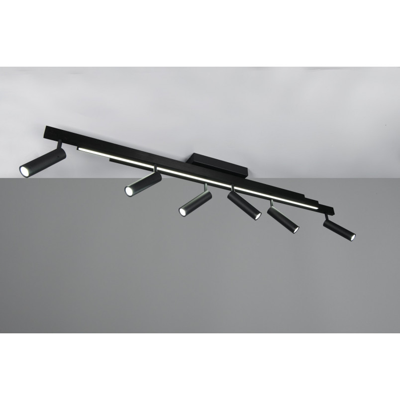 Reflektor sufitowy nowoczesny z pilotem Zeno LED VI 180cm czarny Trio
