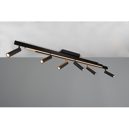 Reflektor sufitowy nowoczesny z pilotem Zeno LED VI 180cm czarny Trio