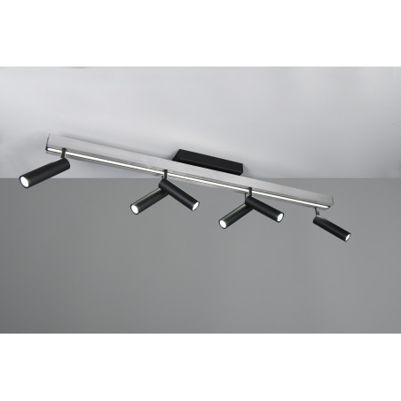 Reflektor sufitowy nowoczesny z pilotem Zeno LED VI 180cm aluminium szczotkowane / czarny Trio
