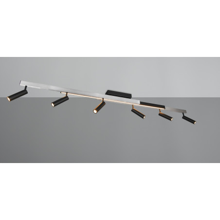 Reflektor sufitowy nowoczesny z pilotem Zeno LED VI 180cm aluminium szczotkowane / czarny Trio