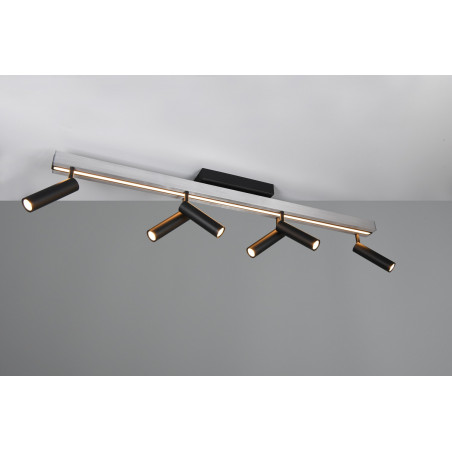 Reflektor sufitowy nowoczesny z pilotem Zeno LED VI 180cm aluminium szczotkowane / czarny Trio