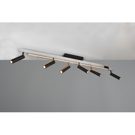 Reflektor sufitowy nowoczesny z pilotem Zeno LED VI 180cm aluminium szczotkowane / czarny Trio