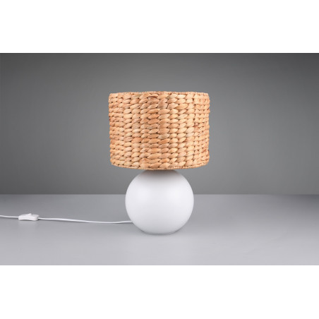 Lampka na stolik boho Vina 28cm H40cm trzcina morska / biały Trio