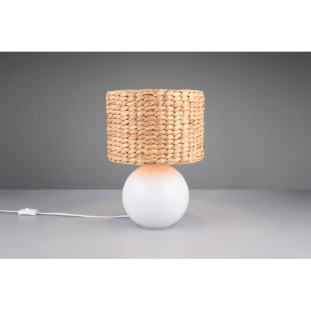 Lampka na stolik boho Vina 28cm H40cm trzcina morska / biały Trio