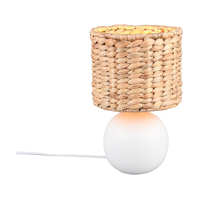 Lampka na stolik boho Vina 18cm H29cm trzcina morska / biały Trio