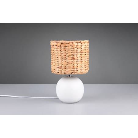 Lampka na stolik boho Vina 18cm H29cm trzcina morska / biały Trio