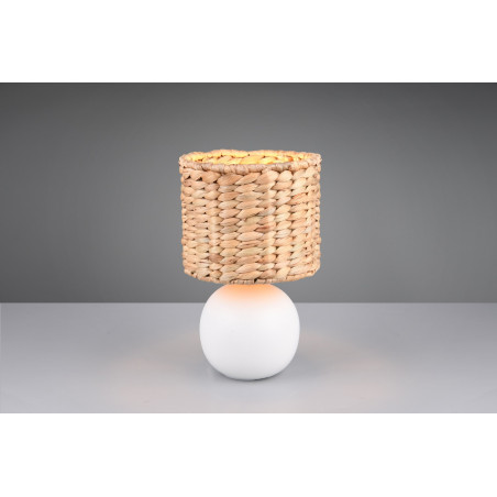 Lampka na stolik boho Vina 18cm H29cm trzcina morska / biały Trio
