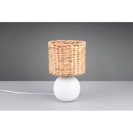 Lampka na stolik boho Vina 18cm H29cm trzcina morska / biały Trio