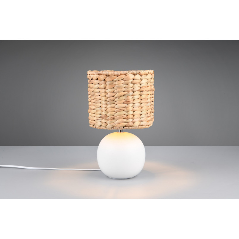 Lampka na stolik boho Vina 18cm H29cm trzcina morska / biały Trio